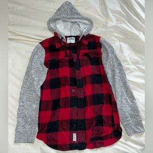 Hollister Co. Sweatshirt flannel / Size Medium / grey sweatshirt sleeves & hood